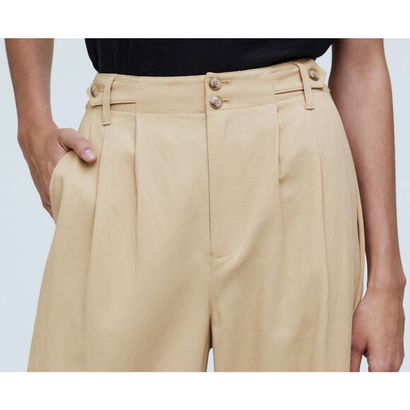Madewell Harlow Wide-Leg Trouser WMNS 4 Cream Twill Pleated High Rise Pant NG521 - Picture 3 of 11